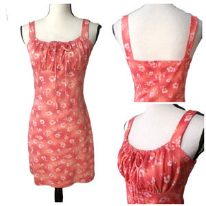 Y2k Babydoll Dress M Orange Peach Floral Milkmaid Fairy Coquette Cottagecore vtg